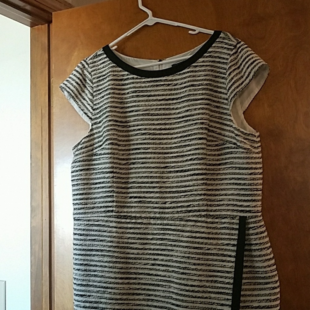 Ann Taylor Black and White Striped Dress